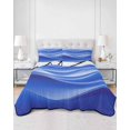 thumbnail image 3 of Blue Striped Full Size Down Alternative Comforter, Lightweight Comforter Quilt Bedding Set with Pillow Shams Modern Abstract Art Wave Moire Gradient All Seasons Bed Comforter Duvet Insert 78"x90", 3 of 7