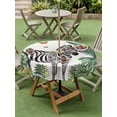 thumbnail image 2 of Round Outdoor Tablecloth With Umbrella Hole And Zipper– Tropical Botanical Waterproof Patio Table Cover for Party, Picnic, Backyard, 60" Dia. , Zebra Butterfly Leaf Green White Black, 2 of 8