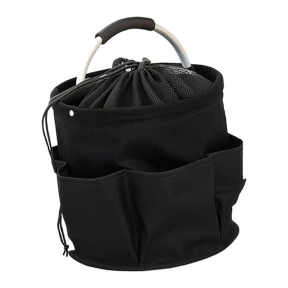 Cesta de picnic plegable de tela Oxford con bolsillos, organizador de herramientas, bolsa de herramientas de jardín para parques temáticos, camping y Negro