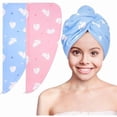 thumbnail image 1 of wonima11 Microfiber Hair Towel Wrap for Kids 2 Pack Rapid Drying Hair Towel with Button Hair Turbans for Wet Hair Wraps Head Towel Wrap for Women and Girls, 1 of 1