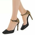 thumbnail image 4 of XYD Women Fashion Square Close Toe Pumps Ankle Strap D'Orsay Leopard Print Stiletto High Heel Sandals Club Event Shoes Size 7 Black, 4 of 4