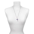 thumbnail image 3 of Delight Jewelry Acrylic 3/4" Purple Cheer Megaphone Silvertone Fearless Bar Charm Necklace, 23", 3 of 4