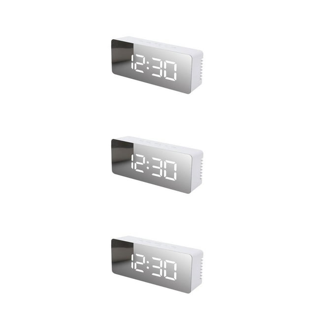 QualitChoice Digital Alarm Angle Adjustable 7.48-inch LED Acrylic Screen Cable Power Radio Projector Clock Indoor Clocks White Light 3Set