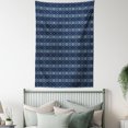 thumbnail image 4 of Nordic Tapestry, Festive Winter Holiday Fair Isle Pattern Digital Print Snowflakes, Wall Hanging for Bedroom Living Room Dorm Decor, 60W X 80L Inches, Navy Blue Pale Blue and White, by Ambesonne, 4 of 5