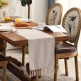 thumbnail image 5 of Rustic Linen Table Runner Farmhouse Style Table Runners 72 inches Long Embroidered Table Runner with Hand-Tassels for Party, Dresser Decor and Dining Room Decorations(Light Coffee, 13.7"×72"), 5 of 5