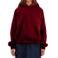 thumbnail image 5 of Stichou Women's Cute Bear Ears Hoodie Long Sleeve Warm 2025 sherpa Hoodies Winter Fleece Fuzzy Sweatshirts Hooded Outerwear Wine XL, 5 of 5