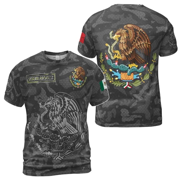 Customized Name Camouflage Mexican Flag 3D T-Shirt S-5XL