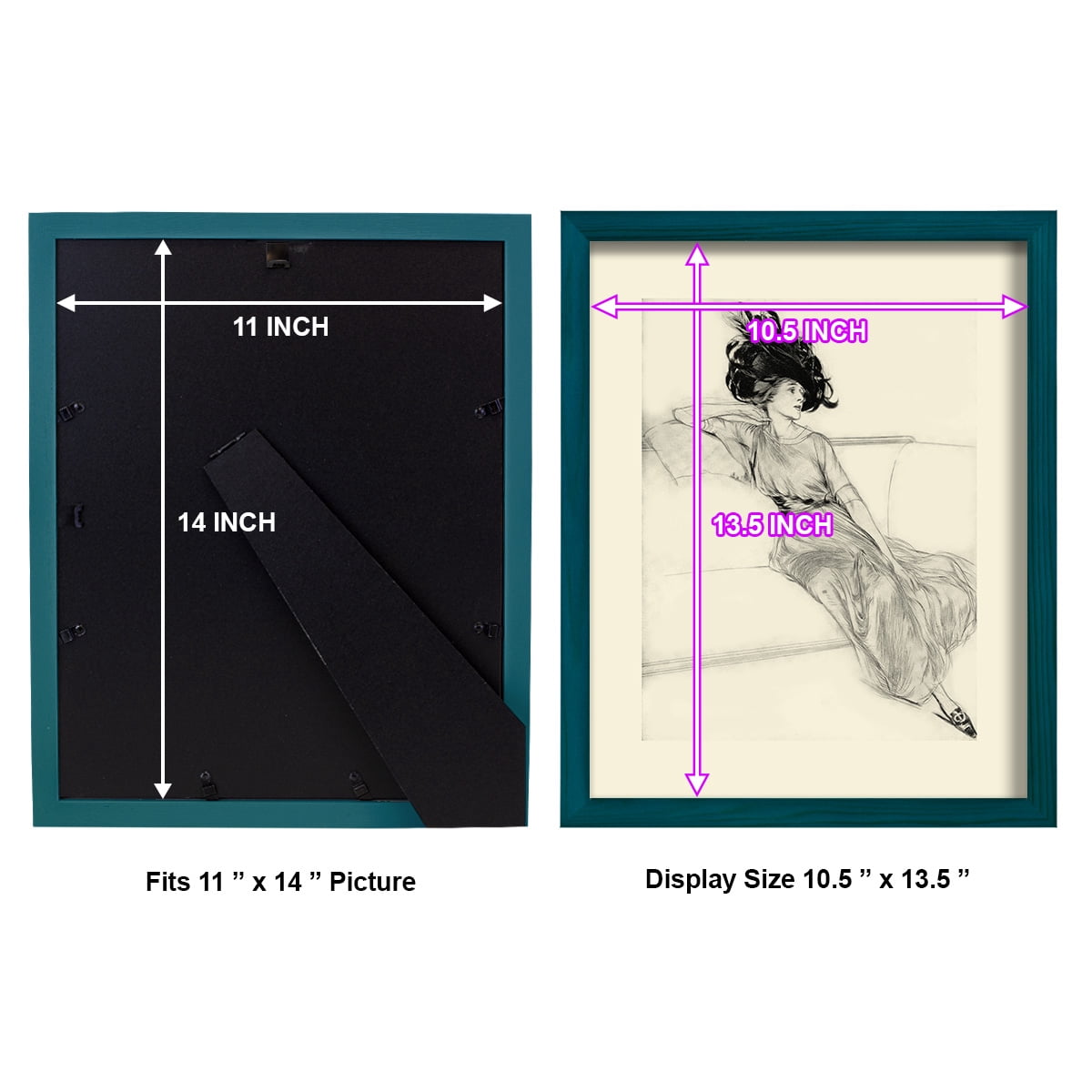 Feather Hat I -Framed Print w/glass-Ocean Blue