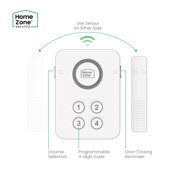 HomeZone Wi-Fi Smart Keypad Window and Door Alarm with 4-Digit PIN, 100+ dB Alarm, White