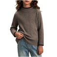thumbnail image 5 of Girls Half Turtleneck Long‑Sleeve Ribbed Knit Tops, Slim Stretchy Contrast Trim Basic Layering Pullover for Cool Season Daily Wear | CSEONE, 5 of 6