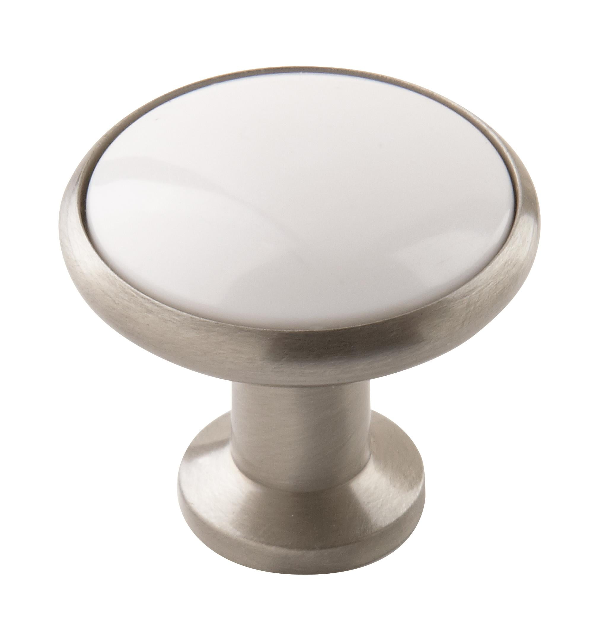 Allison Value 13/16 in (30 mm) Diameter White/Satin Nickel Knob 10 Pack