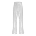 thumbnail image 3 of Haitryli Women's Sparkle Sequin Pants Drawstring Waist Wide Leg Straight Leg Long Pants for Nightclub White S, 3 of 5