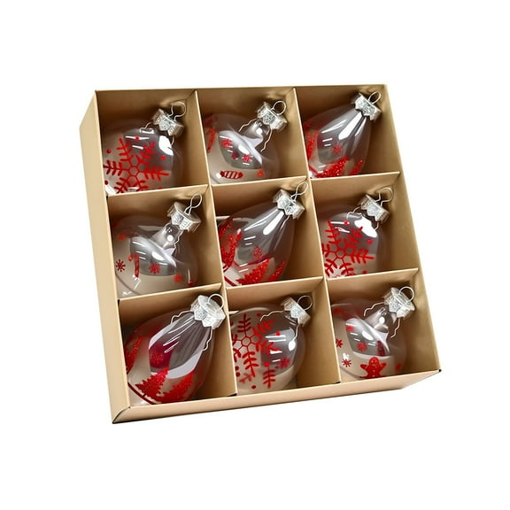 JoyMoreHome 9 Pcs Clear Christmas Ball Hanging Ornaments Set, Shatterproof Decorative Hanging Ornaments for Christmas Tree Home Wedding Party Office Decor