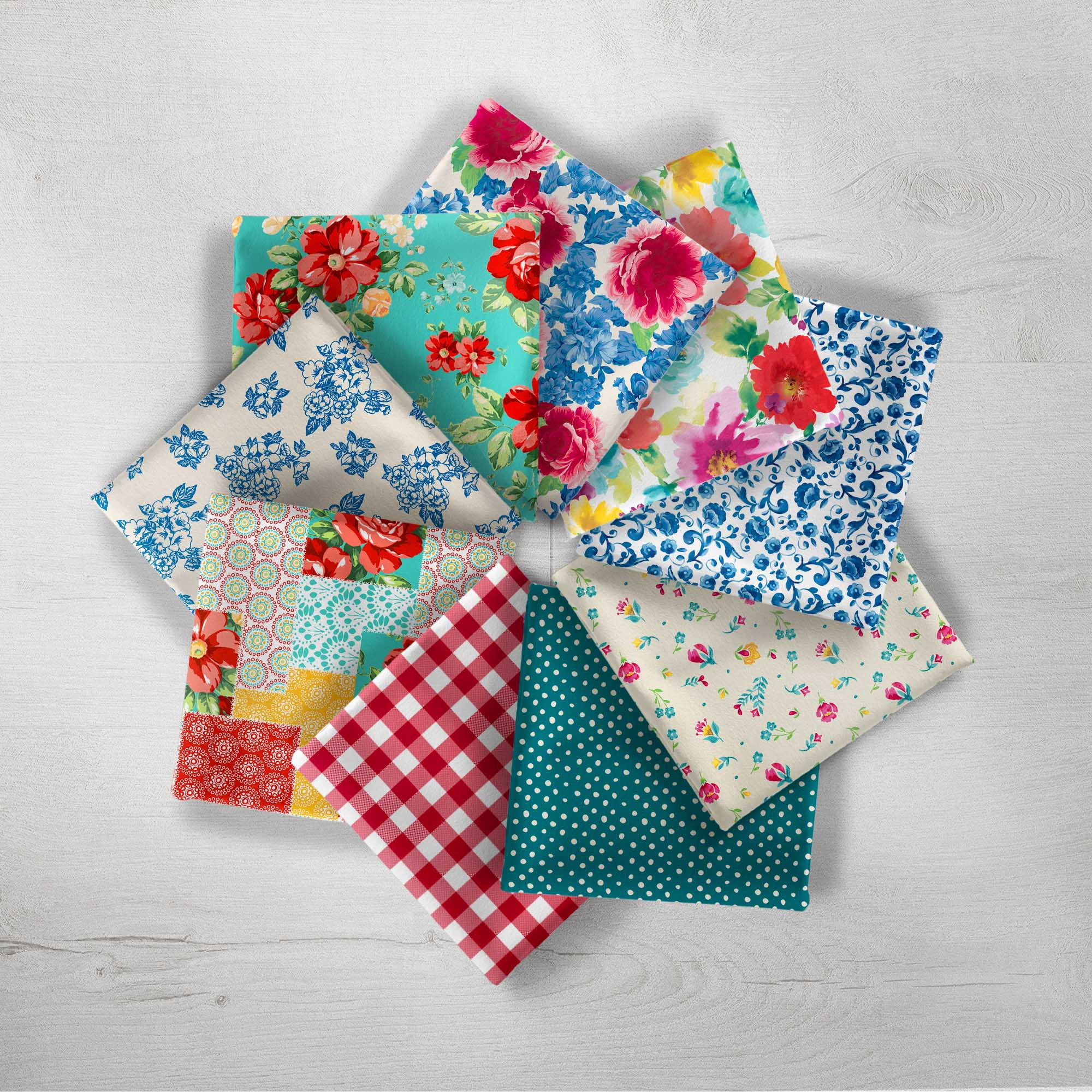 The Pioneer Woman 21" x 18" Cotton Fat Quarter Bundle Multicolor, 27 Pieces