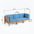 thumbnail image 3 of Noble House Oana Outdoor Modular Acacia Wood Sofa with Cushions Teak and Blue, 3 of 12