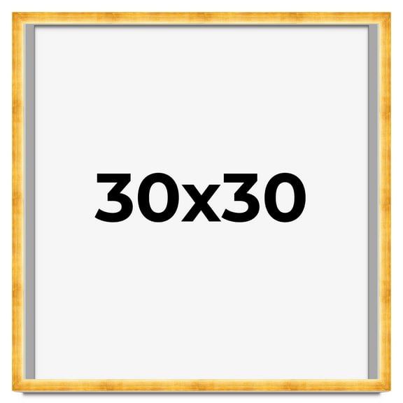 30x30 Shadow Box Frame Gold | 1.625 Inches Deep Real Wood Traditional Shadowbox Display Frame | UV