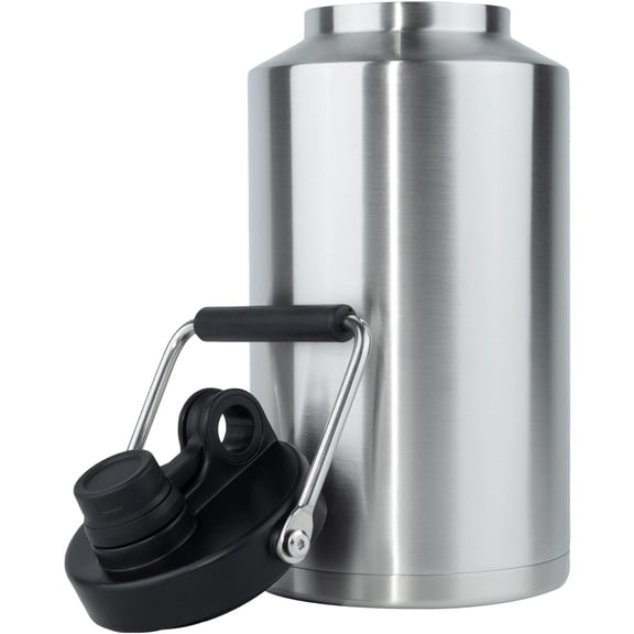 Insulated One Gallon Stainless Steel Vacuum Water Jug with Handle and Wide Mouth