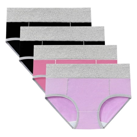 ATOYSOY Women s Multipack Solid Panty Classic Briefs Girls Comfy Clearance Plus Size Hip Lifting Cotton Panties  4 Pack Stretchy Shapewear Control Briefs for Ladies Underpants Purple M