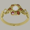 thumbnail image 2 of LBG British Made 18k Yellow Gold Real Genuine Opal & Garnet Womens Promise Ring - 33 size options - Size 5.75, 2 of 7