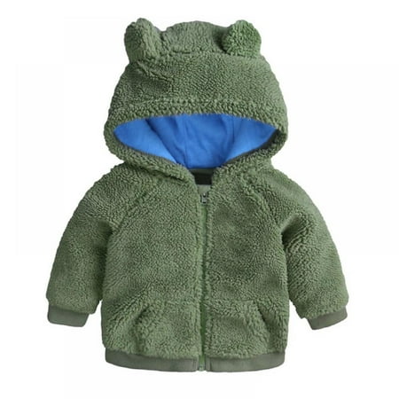 

Baby Boy Girl Winter Warm Ear Hooded Coat Jacket Newborn Infant Lamb Cashmere Hoodie Outerwear For 0-18M