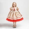 thumbnail image 5 of Cuzibr Girls Winter Dress Short Sleeve Plaid Lace Trim Puff Sleeve Embroidery Ruffler Back Bow Mesh Pageant Princess Tutu Dress Wedding Xmas Party Gowns Casual Sundress,Beige,12-18 Months, 5 of 9