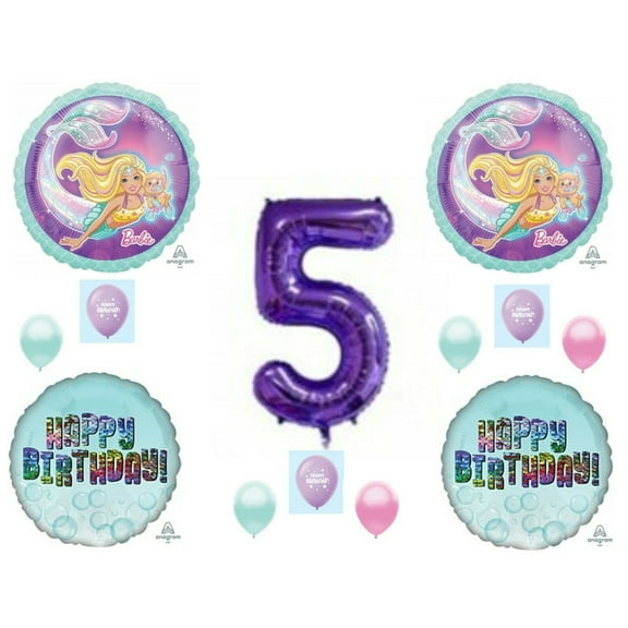 Barbie Mermaid 5th Happy Birthday Party Balloons Decoration Supplies Ocean