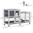 thumbnail image 3 of PawHut Rabbit Hutch Bunny Cage Elevated with Tray Grey 58x18x35, 3 of 10