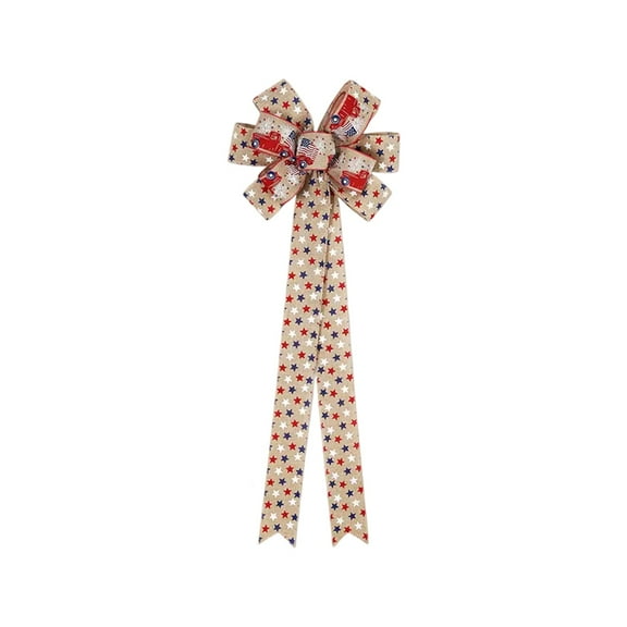 Festive Christmas Bow With Red Truck And Star Design Perfect For Holiday Decorations And Gift Wrapping