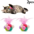 thumbnail image 1 of 2PCS Cat Ball Toy Interactive Bell Cat Pompom Toy Cat Feather Toy Cat Play Ball, 1 of 10