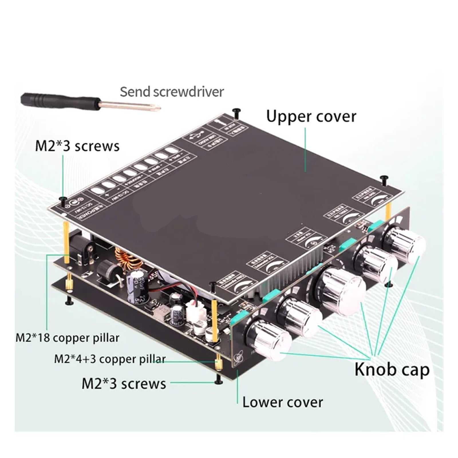 Bluetooth Power Amplifier Board USB Sound Card Subwoofer Theater Stereo Equalizer Amp 2.1 ,Bass & Treble Control