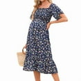 thumbnail image 2 of Women'S Chiffon Floral Dresses Casual Summer Boho Flutter Sleeve Flowy Western Dress MY112 Navy Blue XXL, 2 of 7