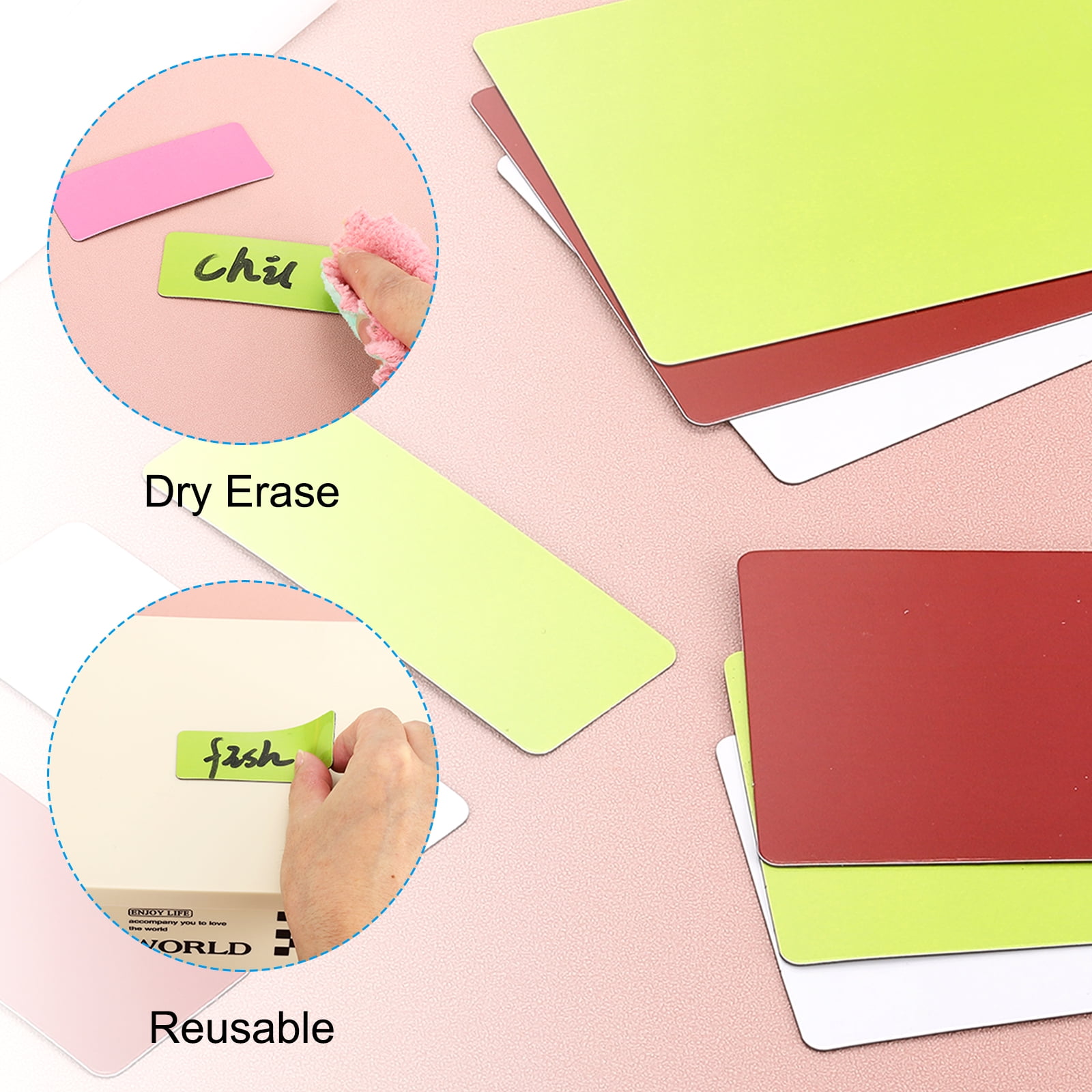 Magnetic Name Tag 8.27x2.3 Inch, Dry Erase Magnet Labels Waterproof Reusable Strips, 16 Pcs Pink