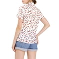thumbnail image 4 of Unique Bargains Women's Cherry Printed Tie Bow Neck Short Sleeve Blouse Top White-Cherry S, 4 of 8
