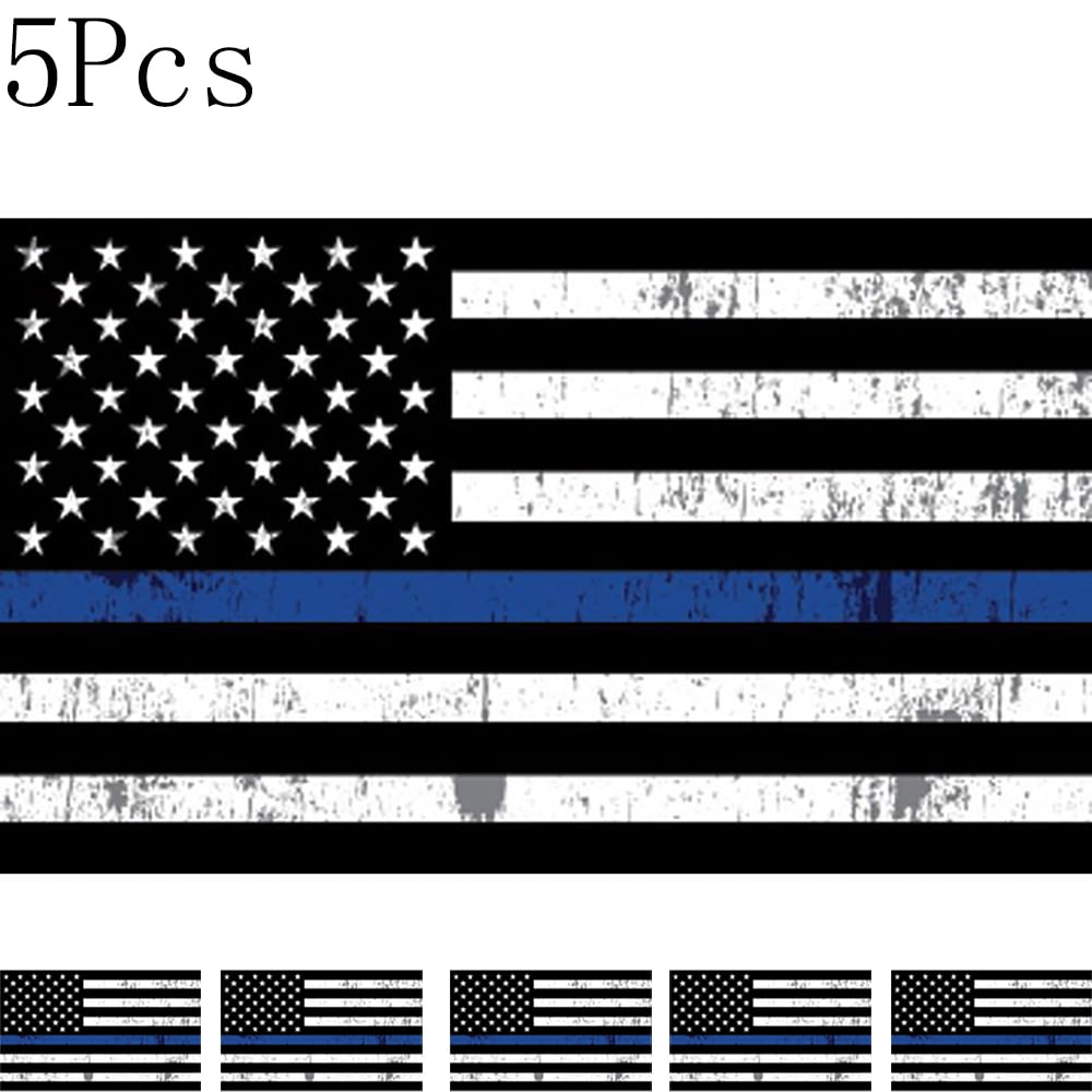 White Supporting Police and Law Enforcement Officers and Blue American Flag Sticker for Cars and Trucks/laptops and tablets Thin Blue Line Flag Decal Black 