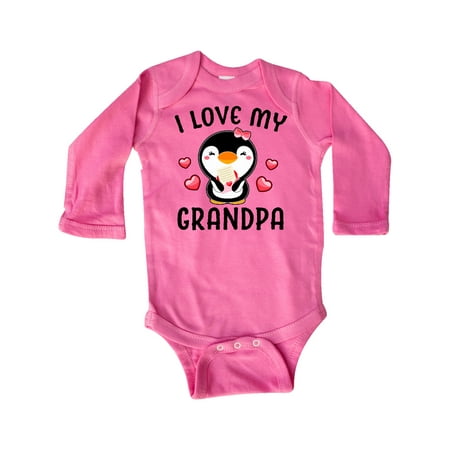 

Inktastic I Love My Grandpa with Cute Penguin and Hearts Gift Baby Girl Long Sleeve Bodysuit