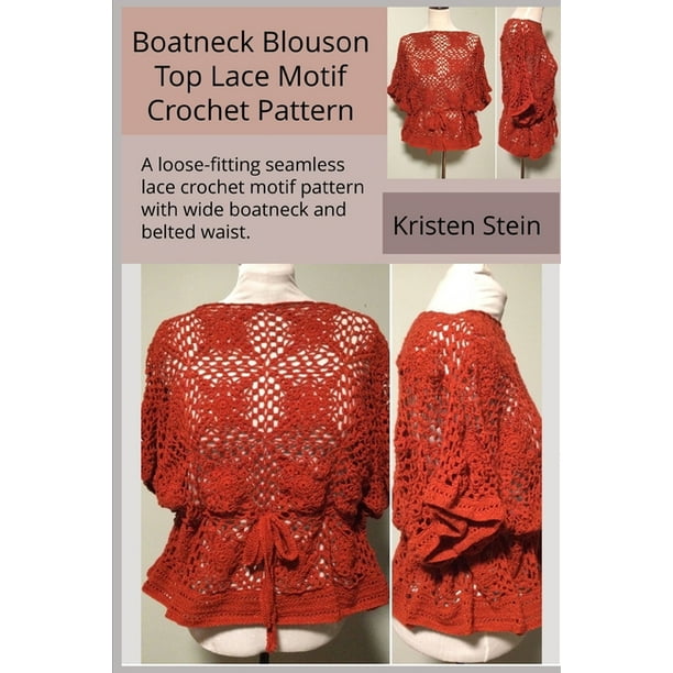 Boatneck Blouson Top Lace Motif Crochet Pattern: A loose-fitting ...