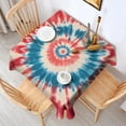 thumbnail image 2 of Red Blue Tie Dye Flower Square Tablecloth,Waterproof Square Table Cover,Wipeable Spillproof Washable Table Cover for Home Kitchen Party Decor 52"x52"(132x132cm), 2 of 6