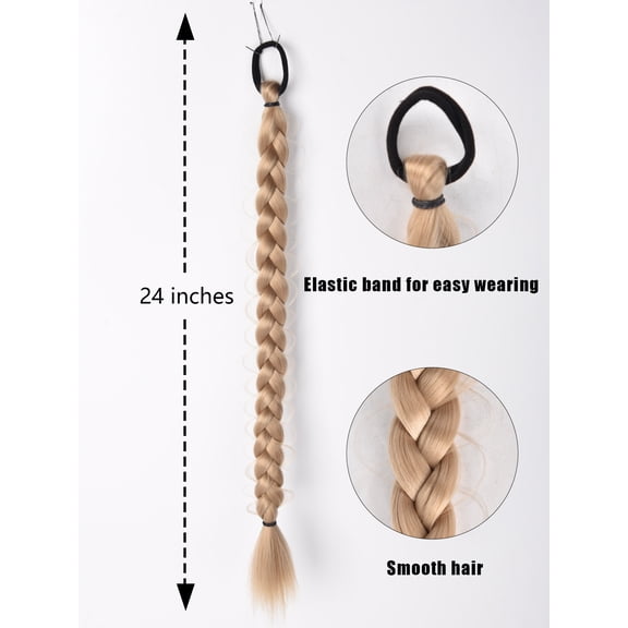 PAMINGONO Khaki Long Braided Ponytail Extension - Stylish, Realistic, and Comfortable for Daily Use