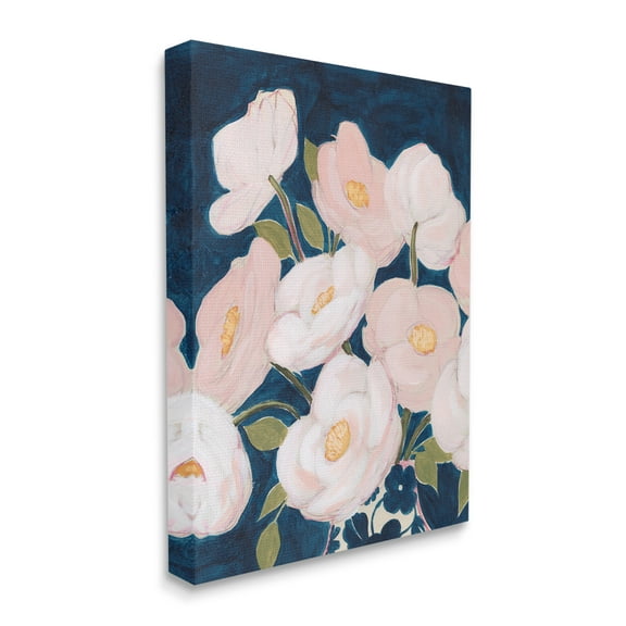 Stupell Industries Luminous Pink Floral Bouquet Over Deep Blue Wall Plaque, 10 x 15, Design by Grace Popp