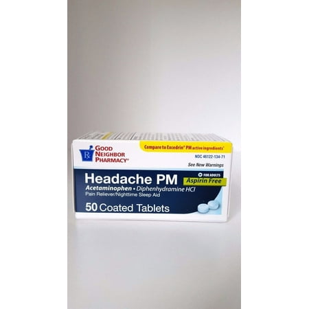 GNP Headache PM Pain Reliever/Sleep Aid Tablets 50