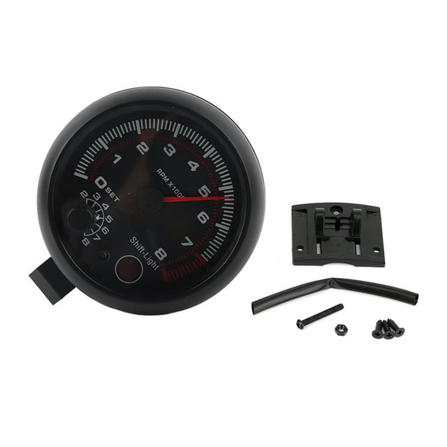 Tacómetro para coche de carreras negro de 3,75 pulgadas 0-Medidor de velocidad universal para automóvil de 8000 RPM y 12 V