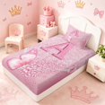 thumbnail image 5 of meiyoeat Pink Glitter Butterfly Monogrammed A Twin Sheet Sets for Girls, Sparkle Floral Initial Letter Bedding, 3-Piece, 1 Flat Sheet, 1 Fitted Sheet and 1 Pillowcase, 5 of 6