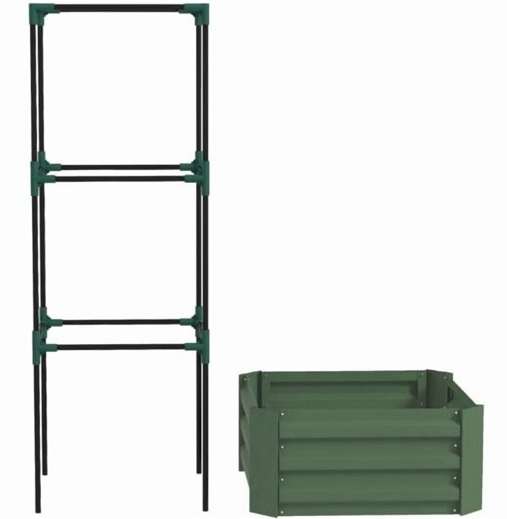 Garden Bed, Galvanized Planter Box, Raised Garden Bed with Cage for Climbing Vines