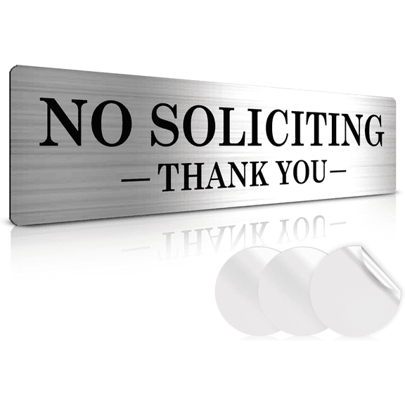 Assured Signs No Soliciting Sign for Residence | 2.2 x 8.25" | Brushed Silver | Acrylic