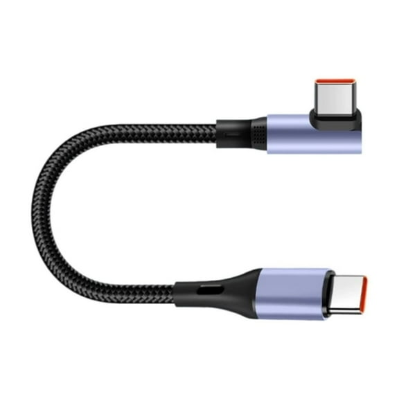 90 Degree Angled Type C to Type C Fast Charging Cable Short Portable Data Cord