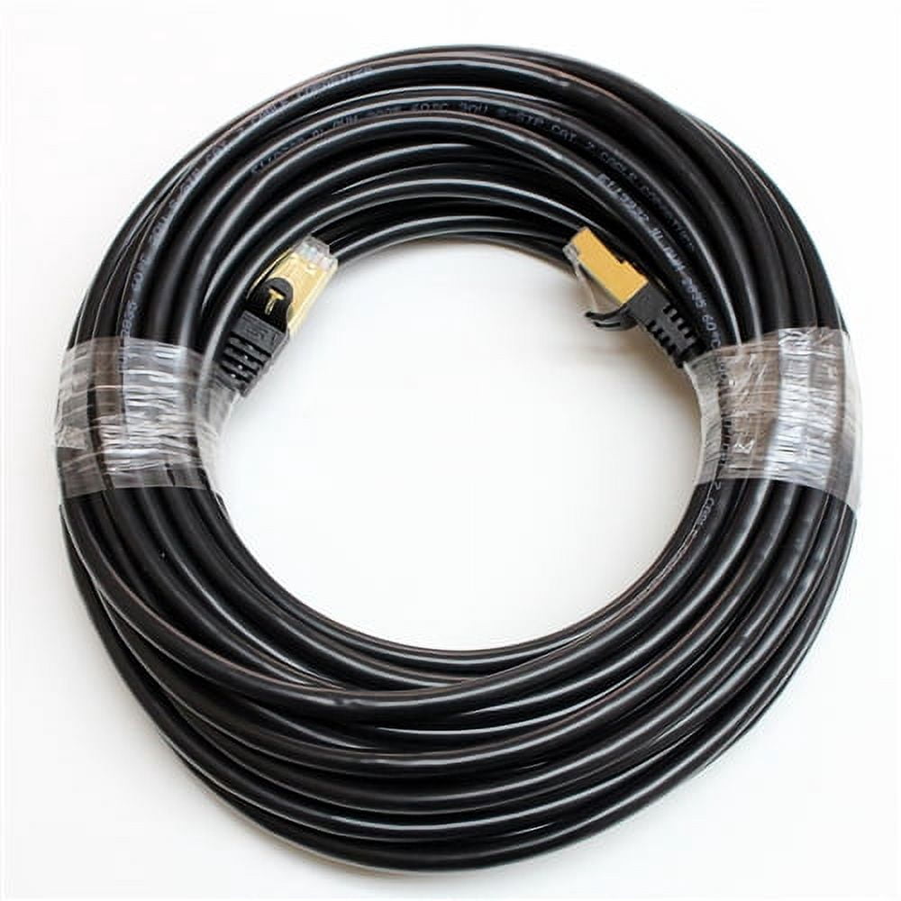 Tera Grand - Premium CAT7 Double Shielded 10 Gigabit 600MHz Ethernet Patch Cable for Modem Router LAN Network - Built with Gold Plated & Shielded RJ45 Connectors, 50 Feet Black