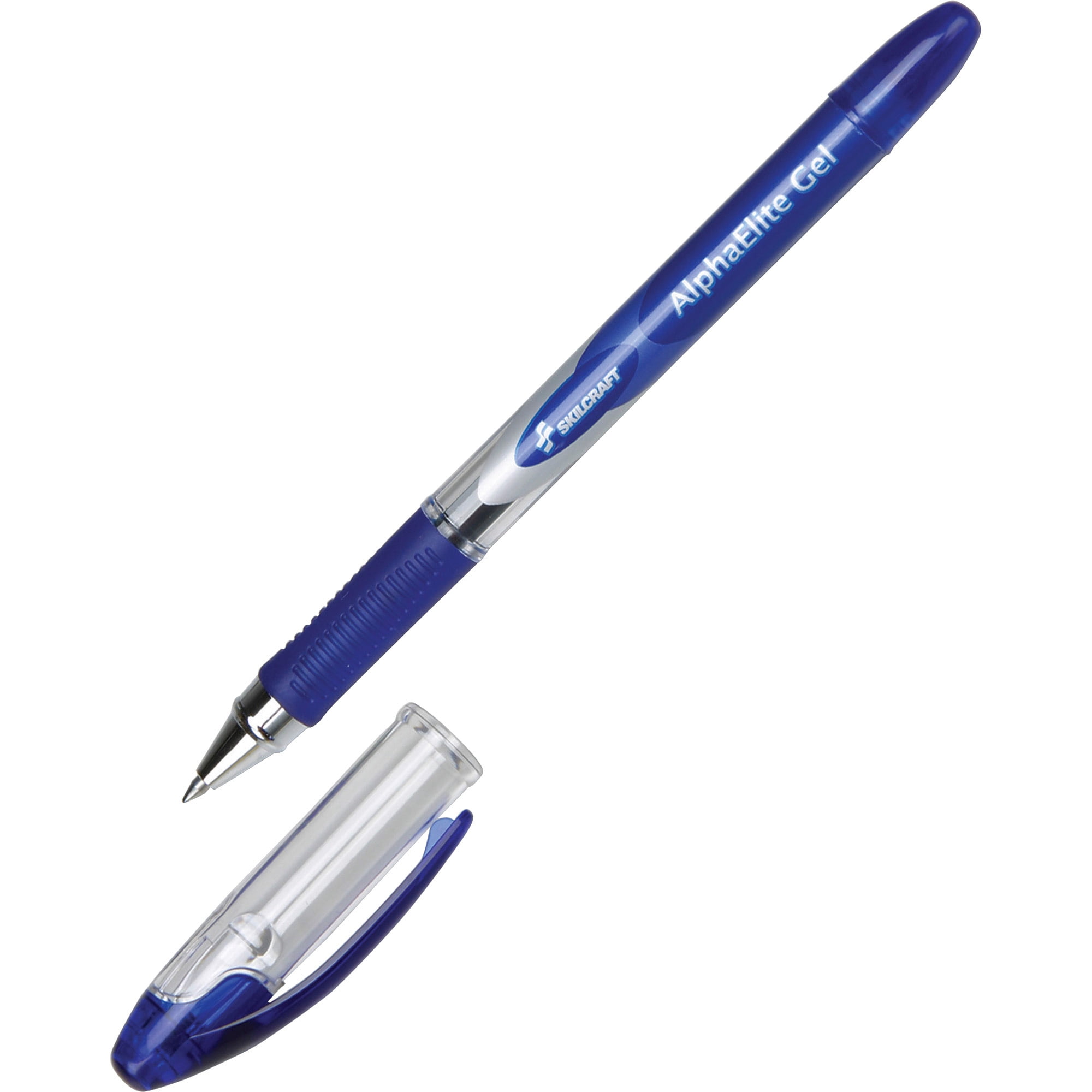 Alpha Elite Gel Pens, Blue Ink, Medium Point, Clear Barrel, Pack