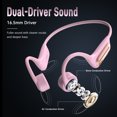 thumbnail image 4 of Kimhost Bone Conduction Headphones Bluetooth 5.3, IP68 Waterproof Open Ear Headphones with 32GB MP3 Player, 8H Playtime, Magnetic Charging, Quick Pairing for Sports Swimming - Pink, 4 of 6