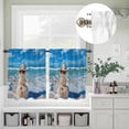 thumbnail image 5 of Kitchen Window Curtains Valance and Tier Set, Christmas Snowman Ocean Beach Style Rod Pocket Tier Curtain Valance Set, Blue Waves Shells Light Filtering Cafe Curtains for Bedroom Living Room, 5 of 9