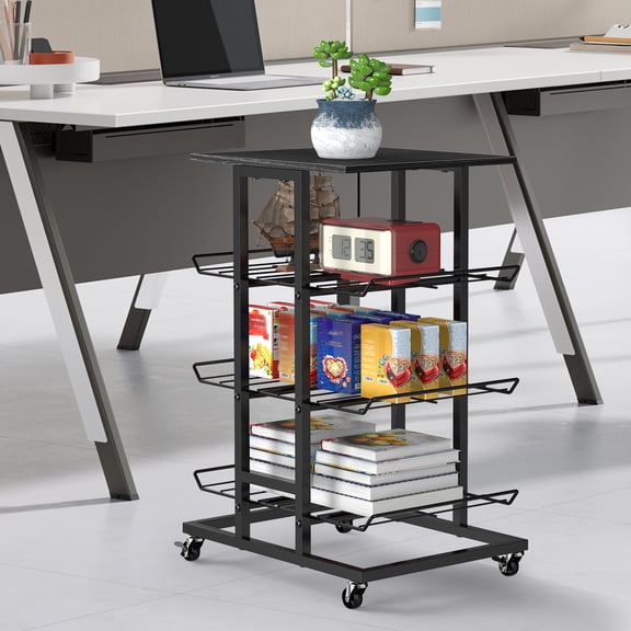 3‑Tier Metal Water Bottle Storage Rack with Lockable Wheels, Mobile Beverage Stand with Top Shelf for Kitchen, Living Room, Office